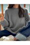 Gray Oversized Crew Neck Women's Knitwear Sweater - 5