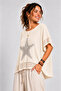 Women's Cream Linen Sequin Star Detailed Bohemian Loose Mercerized Blouse Openwork Short Sleeve - 2