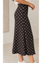 Women's Black and White Polka Dot Modal Fabric High Waist Bohemian Midi Length Loose Skirt - 2
