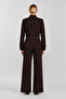 Gold Buttoned Woven Jacket-Pants Set Laz0015 Brown - 7