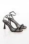 Women's Black Summer Heeled Shoes 8 cm Heel