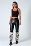 White Brown Patterned Furry Plush Leggings - 3