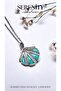 Shiny Pearlescent Zircon Stone Seashell Figure Steel Necklace - 3