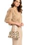 Beige Faux Fur Chain Hand and Shoulder Clutch Portfolio Bag - 2