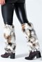 White Brown Patterned Furry Plush Leggings - 4