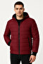 Men's puffer jacket with zipper closure, water-repellent quilted lining, fabric pockets, winter casual fit - burgundy - 4