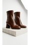 Women's Bitter Brown Leather Round Toe 5cm Heel Length Comfortable Fit
