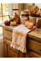 Orange Striped Linen Embroidered Kitchen Coverlet 40*60cm