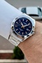 Silver Color Men's Wristwatch with Dark Blue Cord - 4