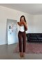 Elastic Waist Striped Trousers - Bitter Coffee - 5