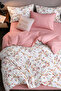 Elastic Sheet Duvet Cover Set Double Size Botanical Salmon