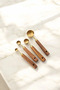 4 Pieces Gold Stainless Steel Measuring Spoon Set with Wooden Handle Measuring Cup Small - 2