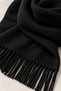 Black Scarf Women Men Unisex Winter Soft Textured Tassel Shawl 180X35 cm - 7
