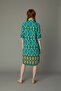 Ethnic Patterned Shirt Dress Foldable Sleeve Hemmed Skirt Green Turquoise Summer Dress - 3