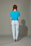 Embroidered Pajama Set Low Sleeve Sequin Embroidered Blue Top White Bottom with Coral Pattern - 3