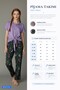 Combed Cotton Pajama Set with Front Buttoned Tie Detail, Lilac Shirt Top and Floral Patterned Khaki Bottom - 8