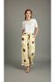 Combed Cotton Double Set Floral Printed Ecru T-Shirt Daisy Patterned Yellow Ruffle Hem Pants