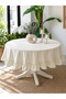 Pearl Velvet Textured Ruffled Tablecloth White