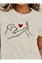 Women's Short Sleeve Crew Neck Dog Printed Viscose Blouse - 2