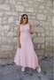 Woman's back cross detail round neck maxi viscose dress