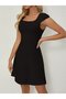 Women's Short Sleeve Square Collar Short Imported Crepe Dress - 2