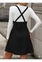Women's Strappy Buttoned Mini Suede Dress - 4