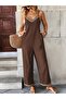Women's Rope Strap V-Neck Ethnic Stripe Patterned Pocket Detailed Janjan Crepe Jumpsuit - 2