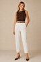 Off-White Belted Pleated High Waist Tok Fabric Carrot Pants - 6