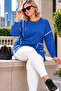 Women's Plus Size Striped Detail Pocket Cotton Sweatshirt - 3