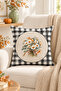 Double Sided Printed Velvet Texture Autumn and Pumpkin Patterned 4-Piece Throw Pillow Set - 7