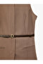 Belt Detailed Sleeveless Crew Neck Layered Mini Dress - 7