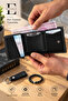 Men's Leather Black Cash Money Compartment Slide Mechanism Wallet Card Holder - 4