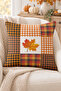 Velvet Throw Pillow Set - 4 Pieces, Double Sided Printed, Autumn and Pumpkin Pattern - 8