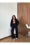 Women's Leather Collar Sleeve Denim Detailed Jacket and Trousers Set - 3