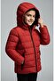 Girl's Water and Windproof Fiber Red Hooded Coat - 3