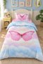 Double Sided Butterfly Patterned - Printed Single Duvet Cover Set - 4