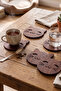 Cute Cat Wooden Coasters Set of 6 – Decorative Natural Wood Coffee & Tea Coasters - 6