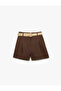 Linen Blend Pocket Straw Belt Detailed Mini Shorts - 3