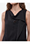 Viscose Fabric Sleeveless Shawl Collar Blouse with Button Closure Detail - 5