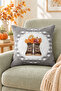 Velvet Texture Autumn and Halloween Special Pumpkin Patterned 4-Piece Throw Pillow Set - 7