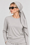 Beli Shawl Modal Blouse Trousers Set Lby0073 Gray Melange - 5