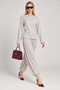 Beli Shawl Modal Blouse Trousers Set Lby0073 Gray Melange - 3
