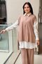 Collared Half Zipper Sleeveless Tunic Shirt Pants 3-Piece Set - 2