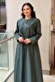 Drawstring Waist Zipper Detailed Safari Bolero Dress Set - 2