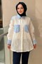 Lace Combination Striped Cotton Shirt