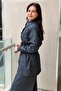 Elastic Waist Belted Denim Linen Shirt - 2