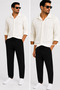 Men's Ottoman Fabric Shirt Pants Bottom Top Set