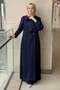 Double-Breasted Collar, One-Side Pleated Evening Dress