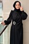 Evening Dress with Stone Buckle Accessories - 2