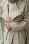 Wide Collar, Open Front, Belted Waist, Cap - 4